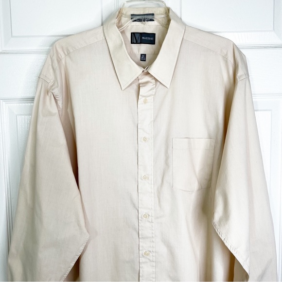 Mazzoni Long Sleeve Button Down Dress Shirt in Cream Men’s Sz 18 1/2 - Picture 3 of 7